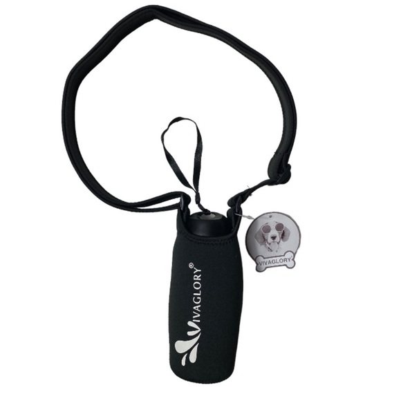 NWT Vivaglory Dog Water Bottle & Black Neoprene Carrier Set - Picture 5 of 15